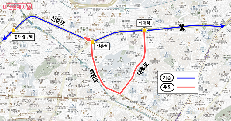  경로2 : 대흥로, 백범로 경유 (M6117, 이음1)