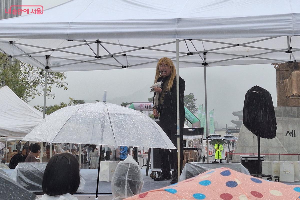 광화문 광장 한쪽에는 마술쇼가 펼쳐져 어린이 참가자들의 큰 인기를 끌었다.