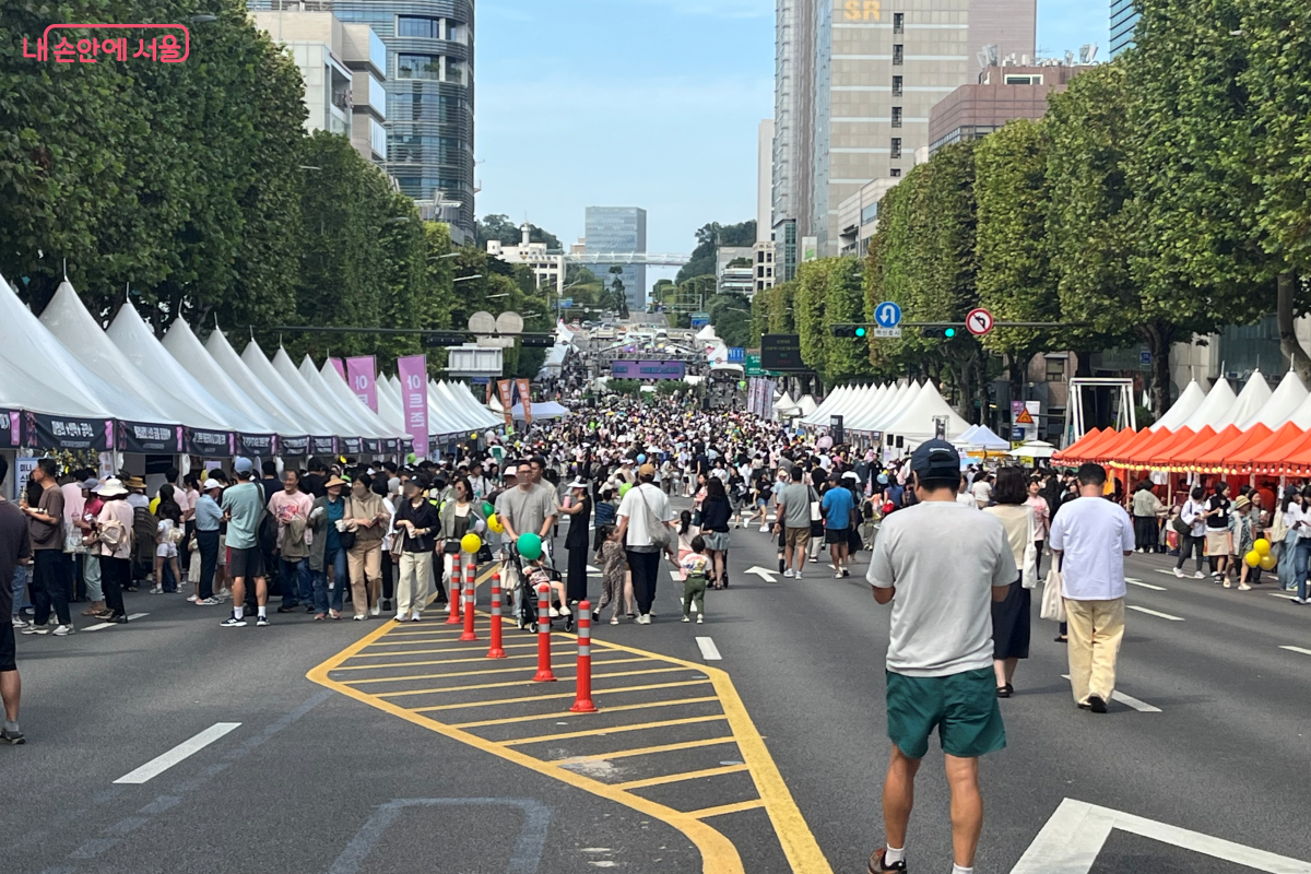 많은 시민들이 축제를 즐기기 위해 반포대로에 모였다. ©김연희
