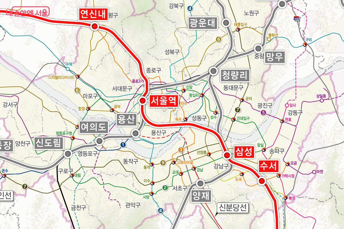 GTX-A선 서울구간 노선도 ©국토교통부