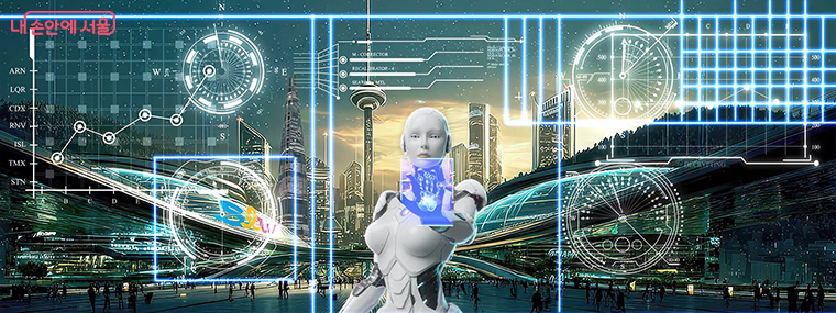 시민이 &lsquo;AI와 만나는 순간&rsquo;을 시각적으로 표현한 LED화면