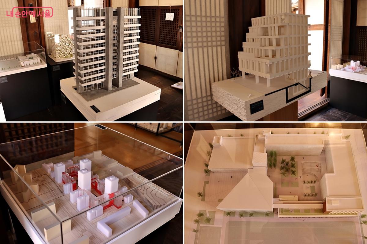 서울시 건축상 8개가 모여 있는 전시장은 입구부터 책, 모형, 영상이 마치 건축가의 비밀 서재 같았다. &copy;정향선