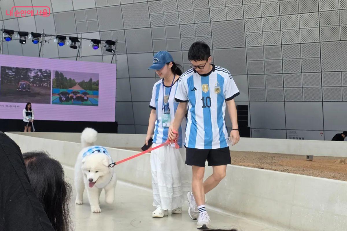 당장이라도 경기장에 올라 공을 찰 듯한 '댕댕 스타' 참가 견주와 반려견 &copy;김민지