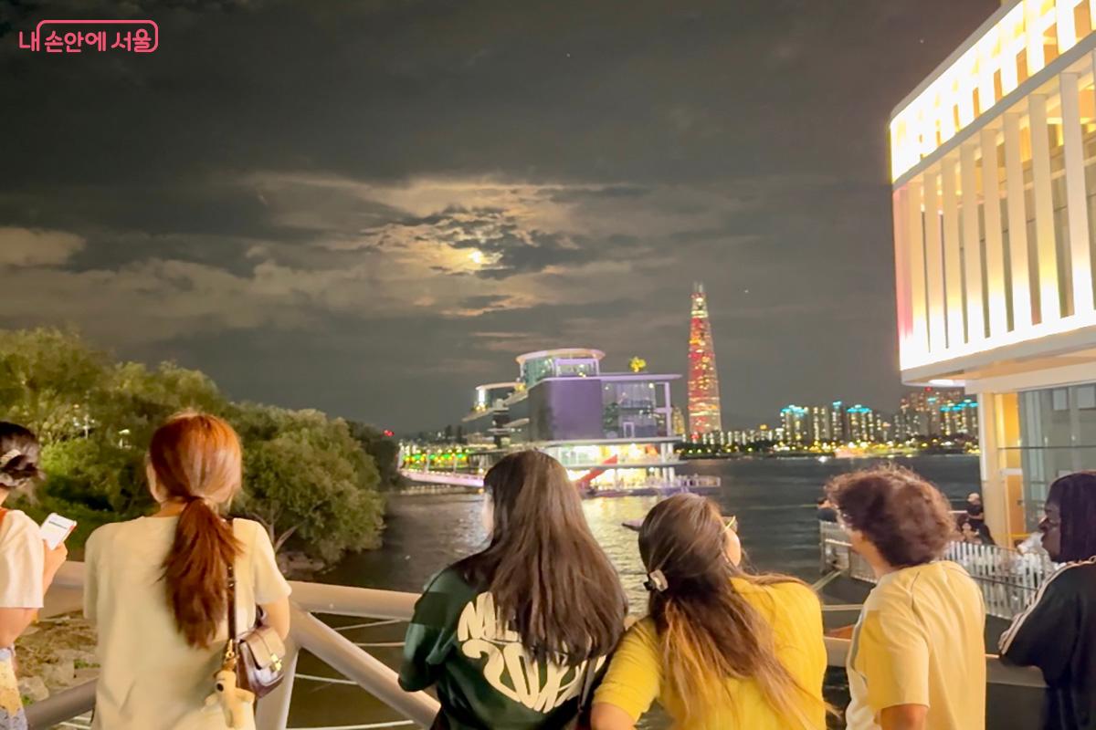 수많은 외국인 관광객들이 드론쇼를 보기 위해 뚝섬 한강공원을 찾았다. ©김미정