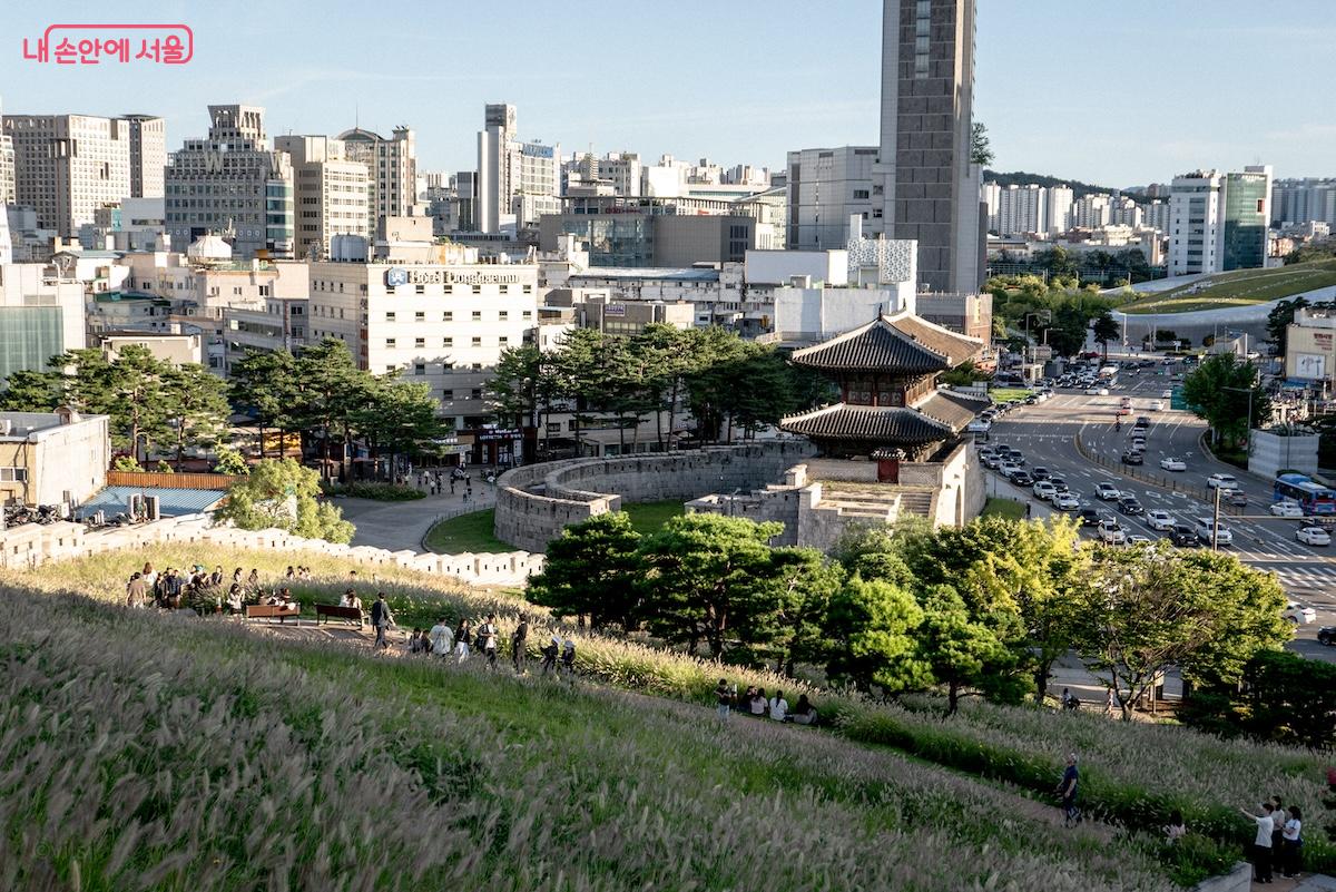 흥인지문공원에서 바라보는 흥인지문의 모습이다 