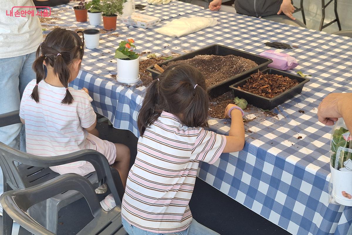 고사리 손으로 흙을 담고 꽃을 심으며 자연에 대한 사랑과 지구 환경 보호라는 소중한 가치를 깨닫는다.