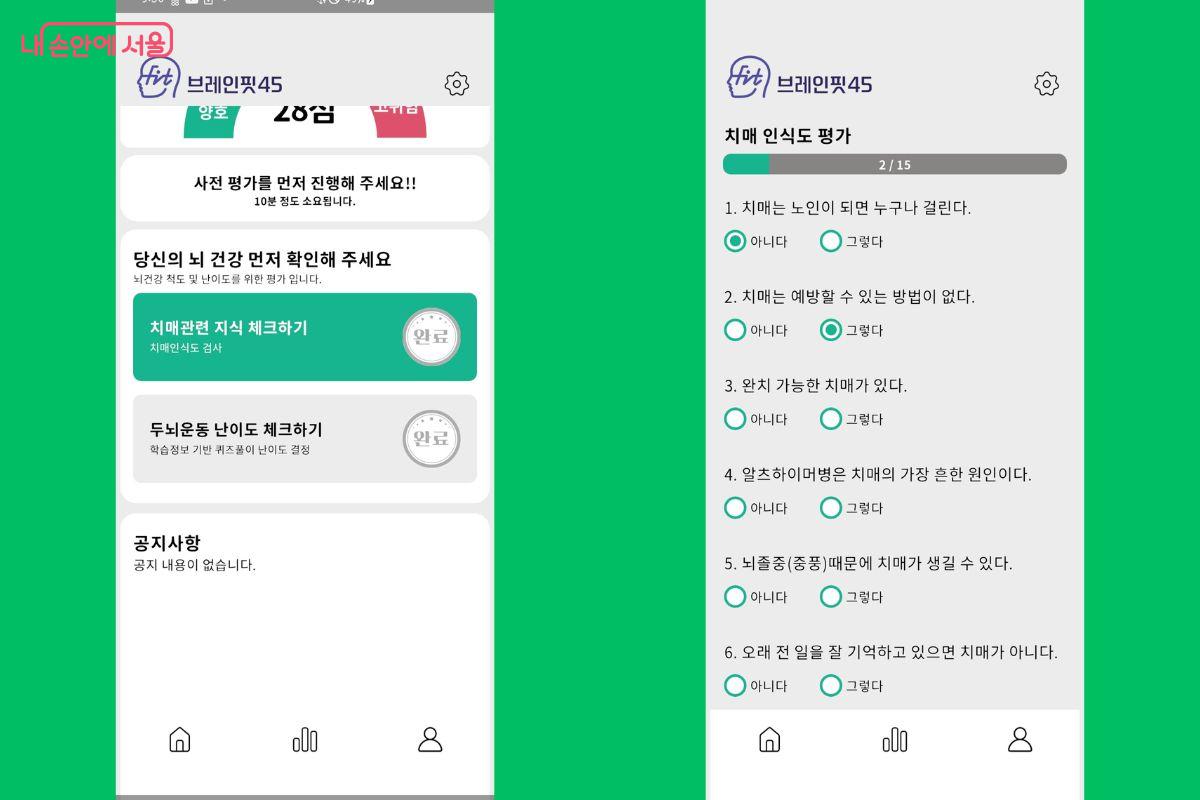 치매와 관련 지식을 우선 체크해야 한다.©브레인핏45