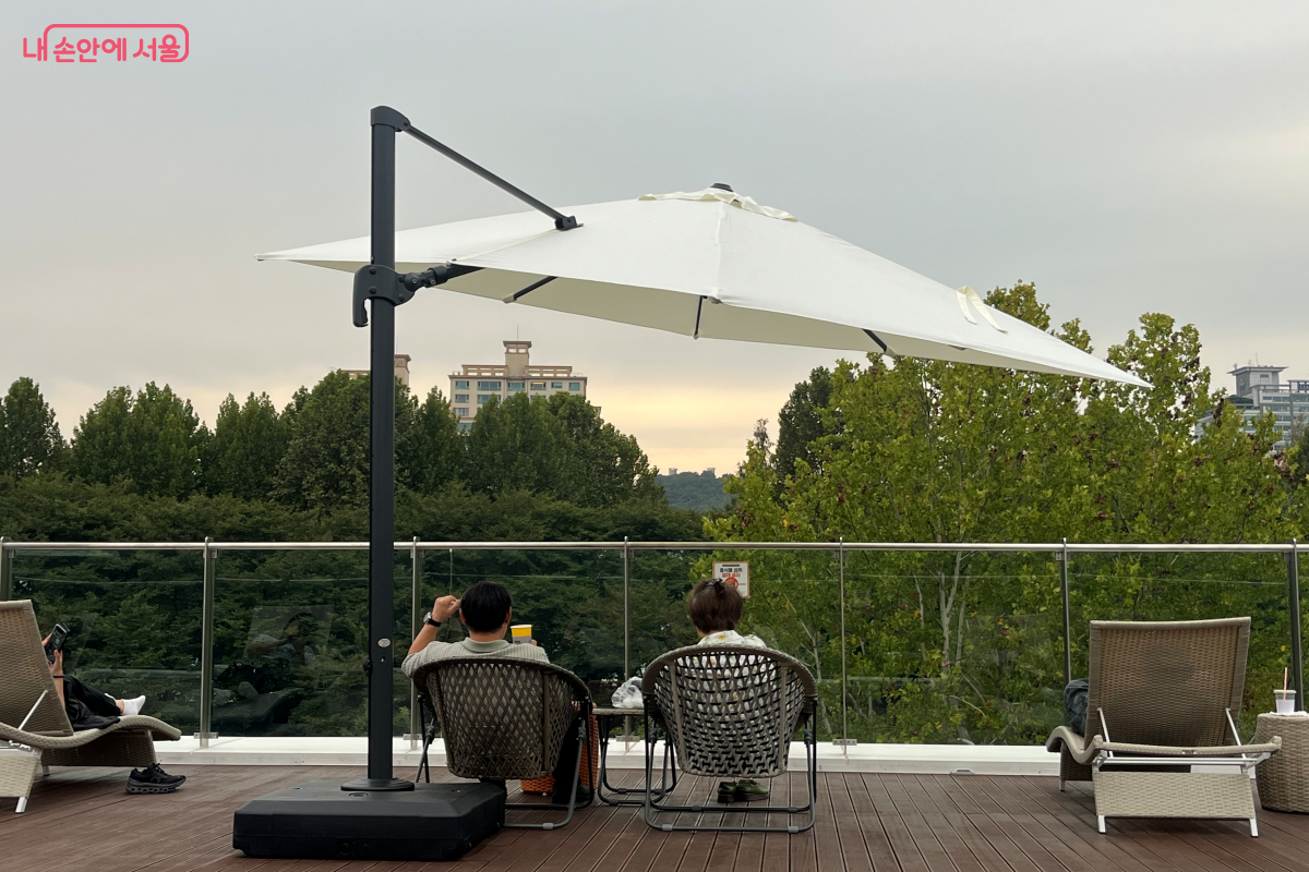 루프톱에서 바라다보이는 우면산과 양재천 전경 ©김연희