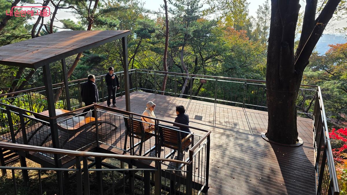 남산 하늘숲길 코너마다 편안한 의자가 설치되어 쉼을 즐길 수 있다. ©최용수