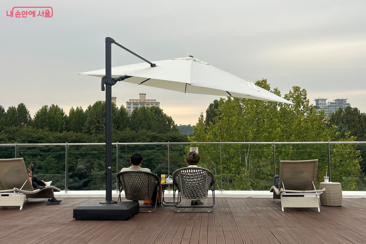 우면산 전경과 양재천이 바라다보이는 루프톱 ©김연희