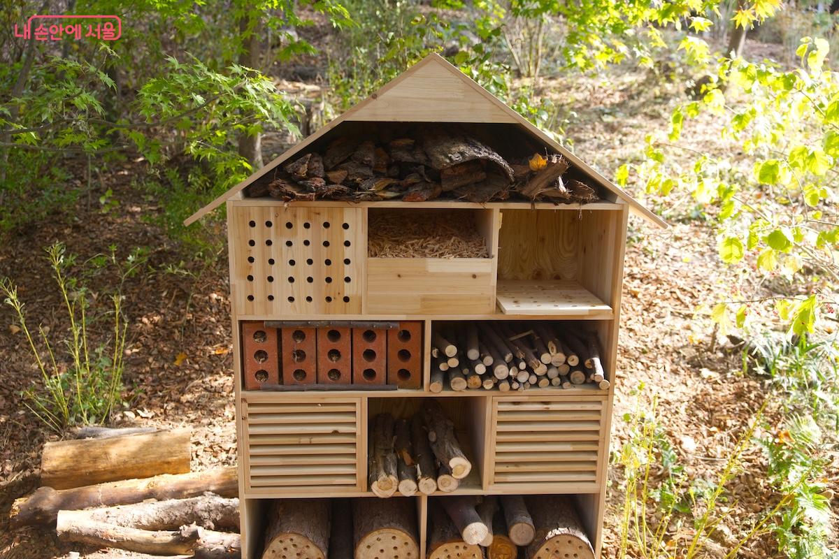 버려진 나무 등을 활용하여 곤충호텔 등을 조성한 모습이 인상 깊다. &copy;임중빈
