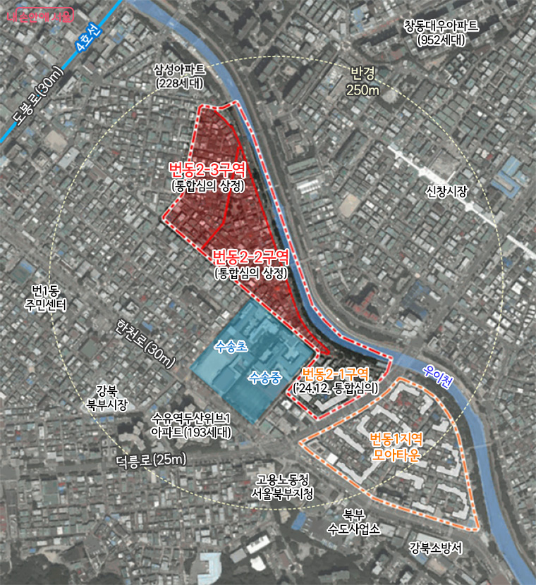 모아주택 대상지 위치도(번동 454번지)
