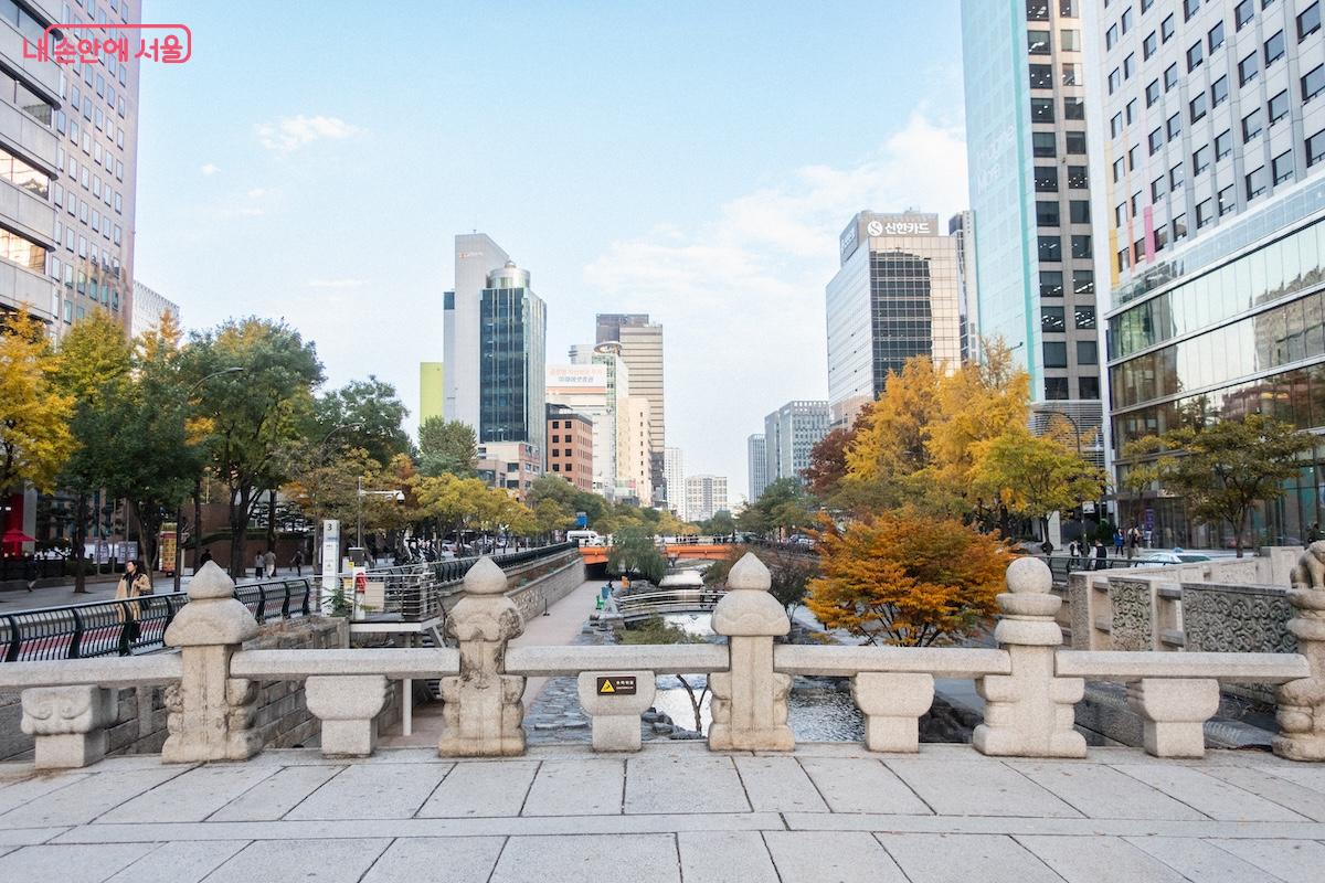 광통교 위에서 바라보는 광교사거리 &copy;이진형