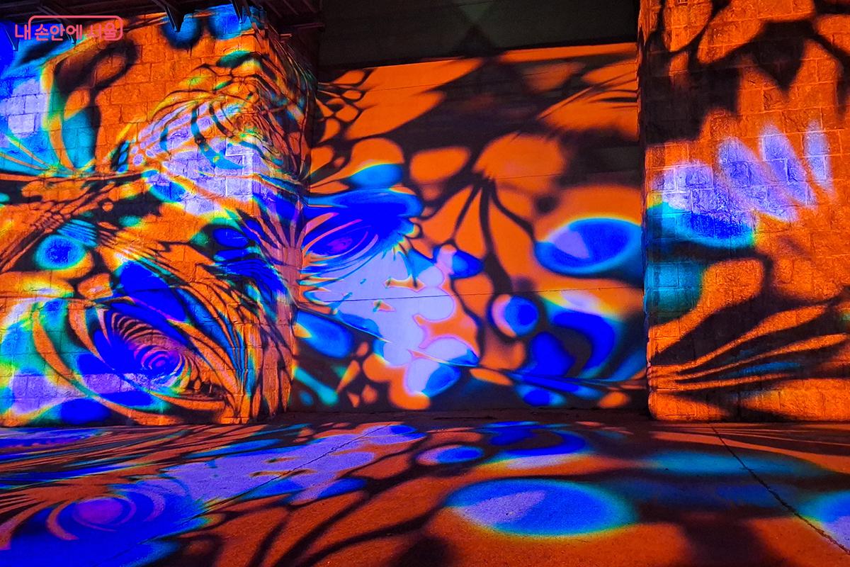 붉은색, 푸른색, 검은색이 거미줄처럼 엮이며 심연에 빠져드는 듯한 착각을 불러일으킨다. ©백승훈