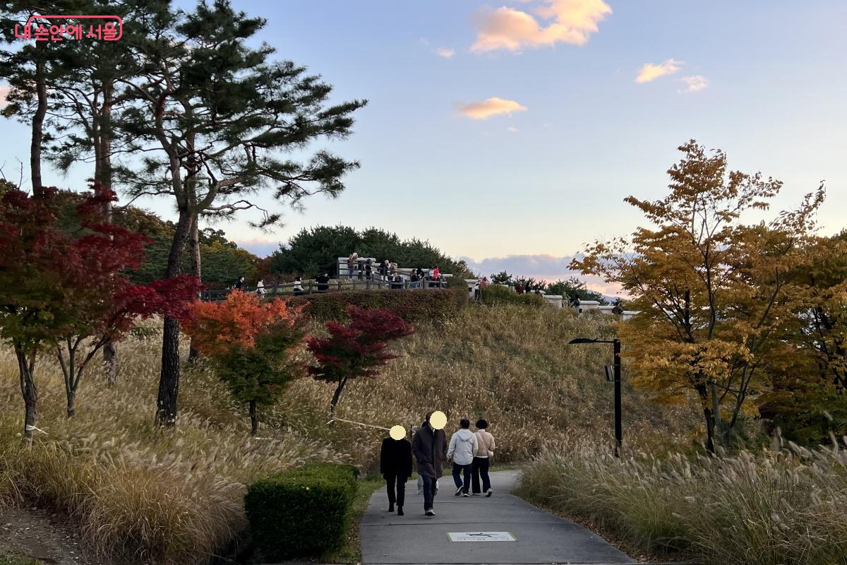 인도는 경사가 가파른 편이라 휠체어 및 유모차는 백범광장으로 바로 진입하는 게 좋다. ©박지영