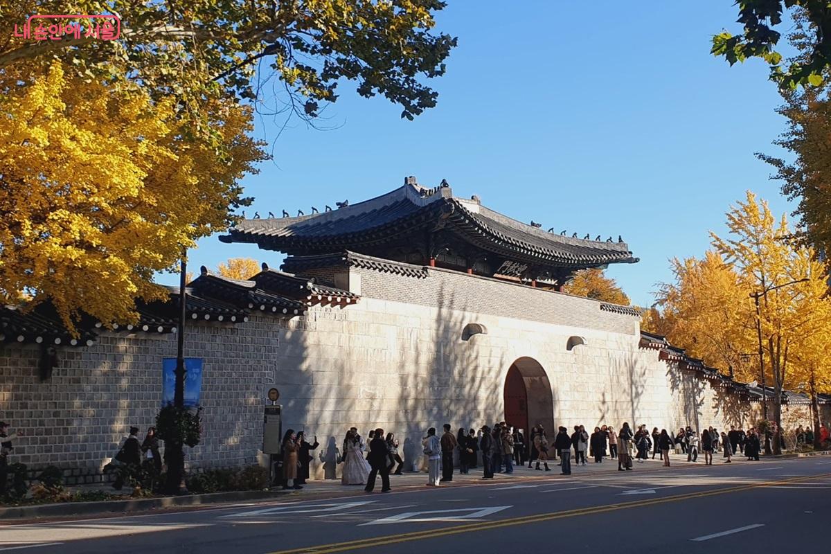 '가을을 맞이하는 문'이라는 뜻의 경복궁 서쪽 대문 영추문 주변 단풍 ©김병규