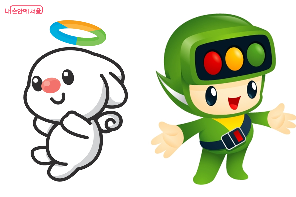 한국교통안전공단 마스코트 탠젤주니어(좌), 한국도로교통공단 마스코트 호둥이 ©한국교통안전공단, 한국도로교통공단