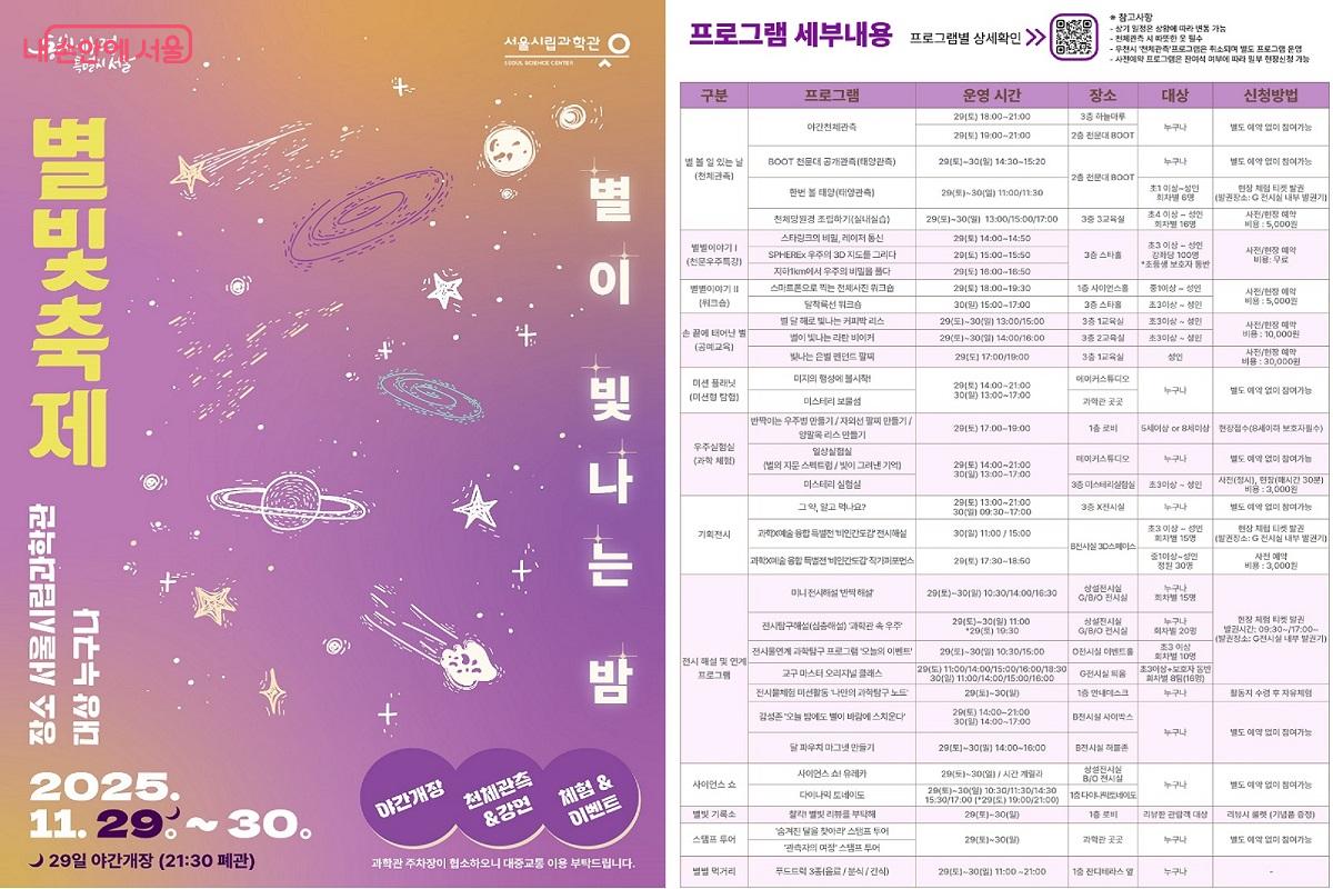 '2025 별빛축제 - 별이 빛나는 밤' 프로그램 안내 &copy;서울시립과학관