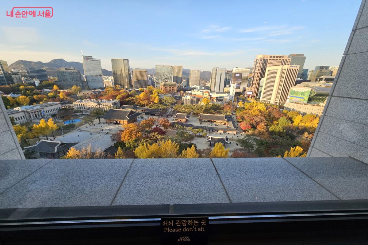 정동전망대 창가에서 내려다본 덕수궁은 단풍으로 물든 절경이었다. ©염지연