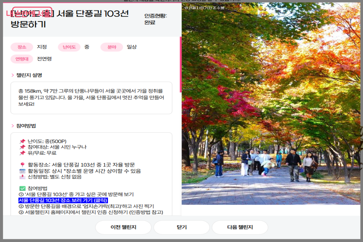 챌린지에 대한 설명을 읽은 뒤 참여방법을 꼼꼼하게 숙지한 뒤 인증하면 된다.