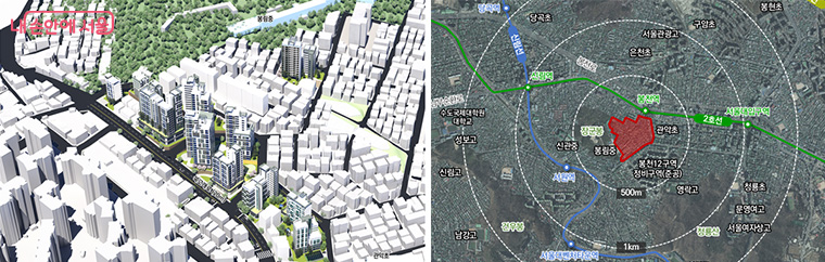 관악구 청룡동 1535번지 일대 모아타운 예시도, 위치도

