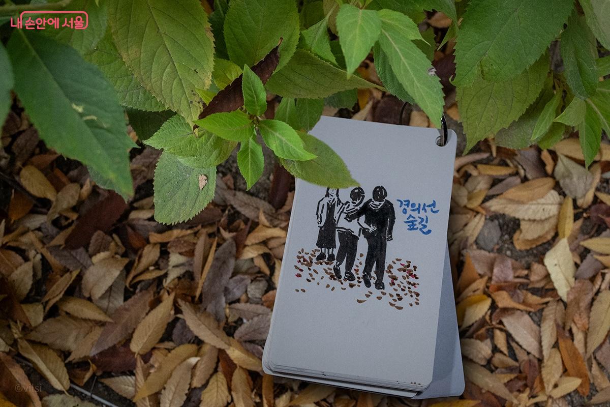 경의선숲길을 걷는 사람들의 뒷모습을 그린 그림 &copy;이진형