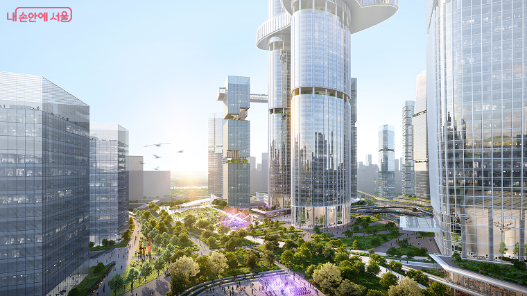 용산역에서 바라본 그린스퀘어 투시도