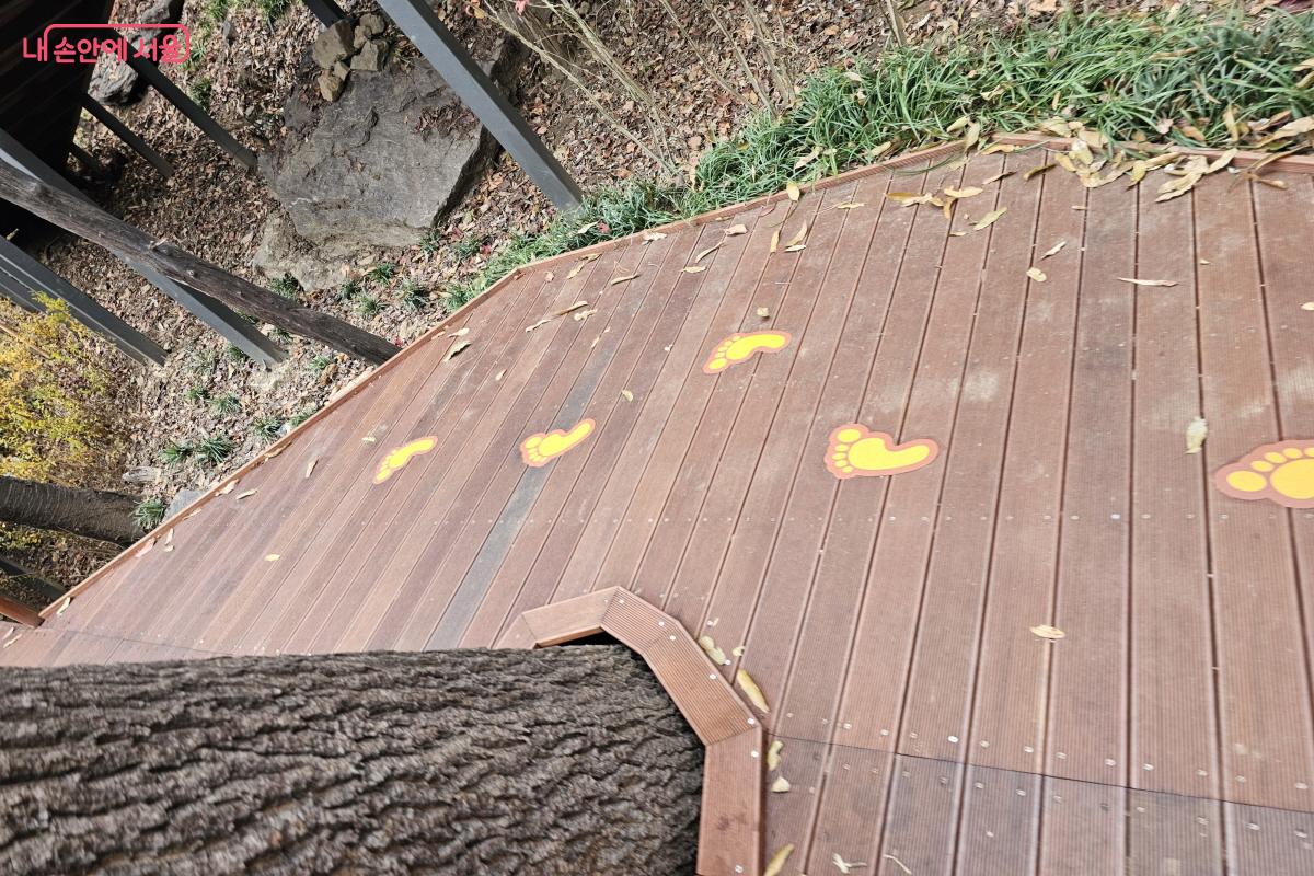 길 안내에는 발자국 모양을 따라 자연스럽게 이동할 수 있도록 설계되어 있었다. ⓒ염지연