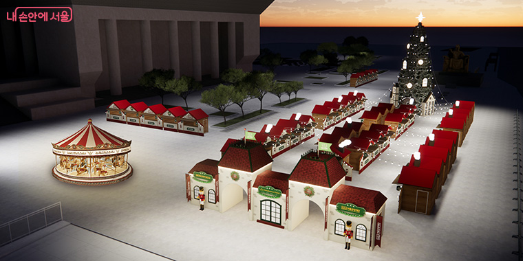 ‘산타빌리지’ 콘셉트의 광화문마켓 예상도. 루돌프 회전목마도 설치할 예정이다. 