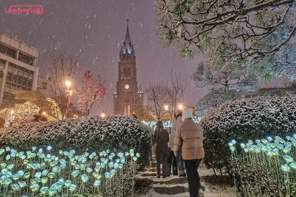 명동성당에서 첫눈을 맞았다. ©이선미