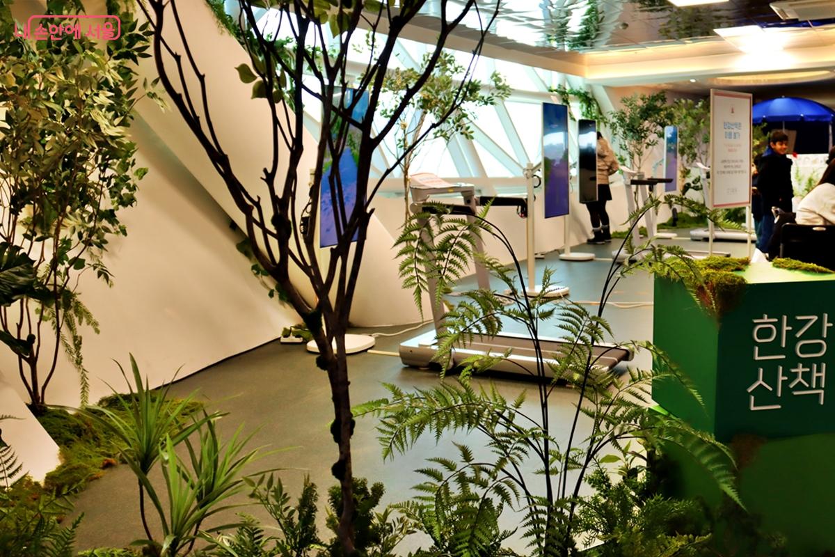 추운날에도 실내에서 트레드밀 위를 걸으며 한강 풍경을 감상하는 색다른 경험을 할 수 있는<한강산책> 