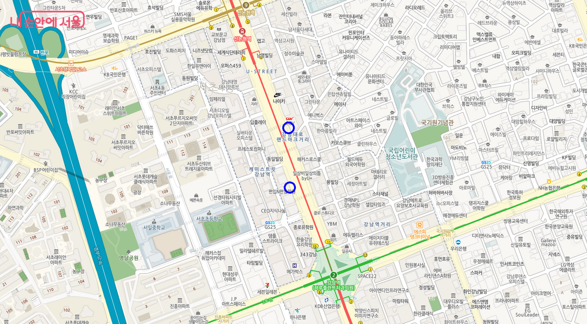 강남역 임시 택시승차대 설치 위치 &copy;서울시, 한우진