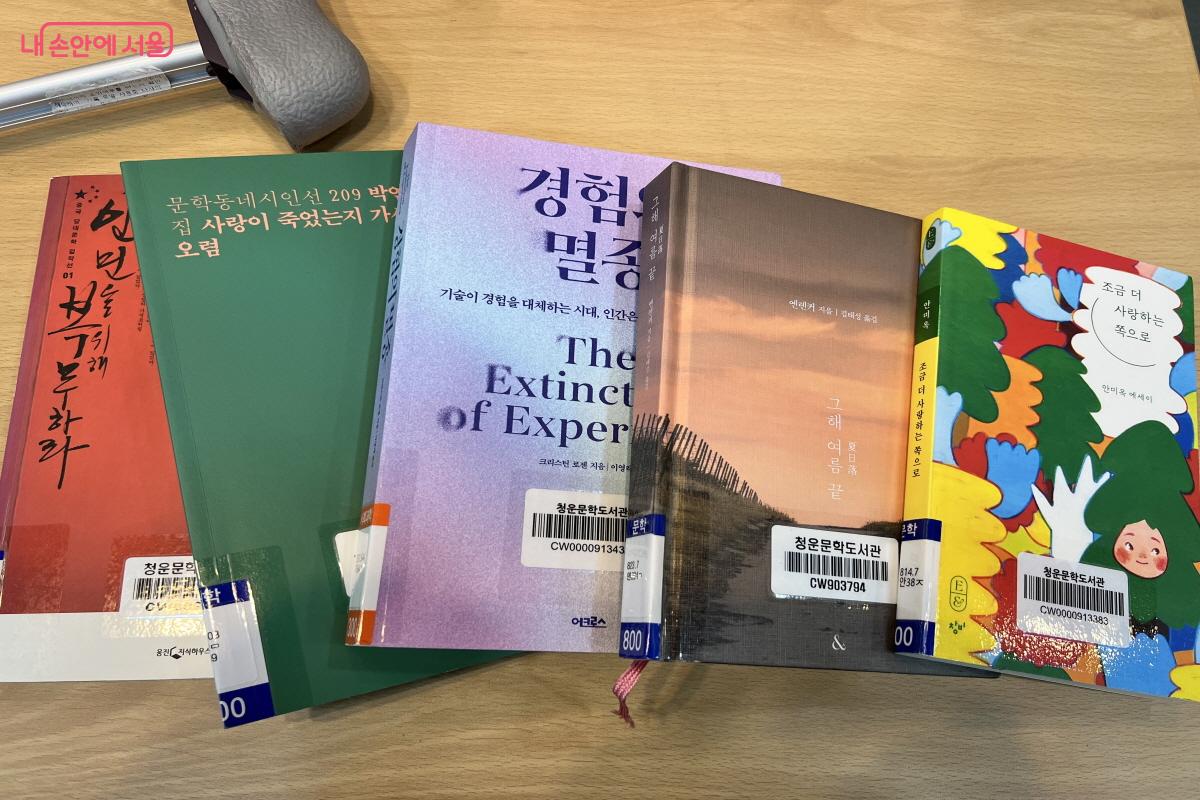 도서관에서 대여해 읽은 책들. 독서 범위가 더 넓어졌다. ©박지영