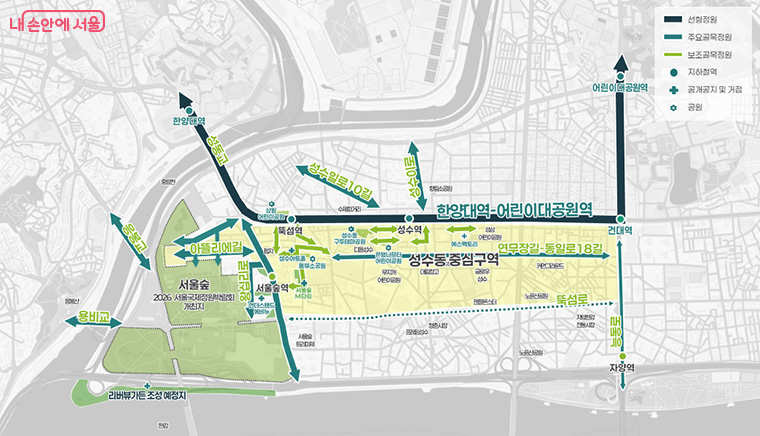 선형정원 네트워크 위치도