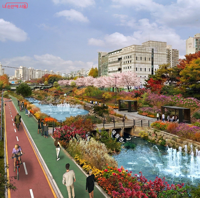 ‘강북횡단 지하도시고속도로’ 시행 후 묵동천 조감도 (태릉입구역 부근)