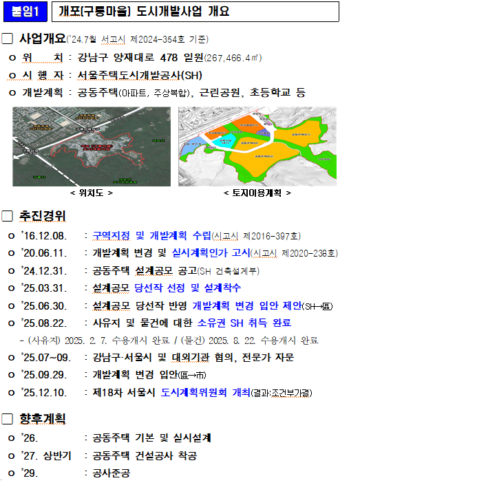 붙임1 개포(구룡마을) 도시개발사업 개요