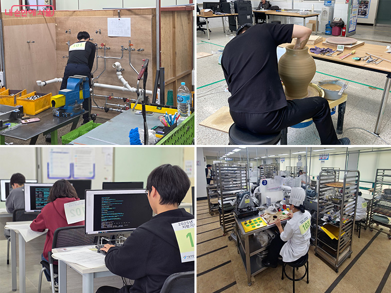 2025년 서울특별시 기능경기대회 주요 현장 사진 (배관, 도자기, IT네트워크시스템, 제과)
