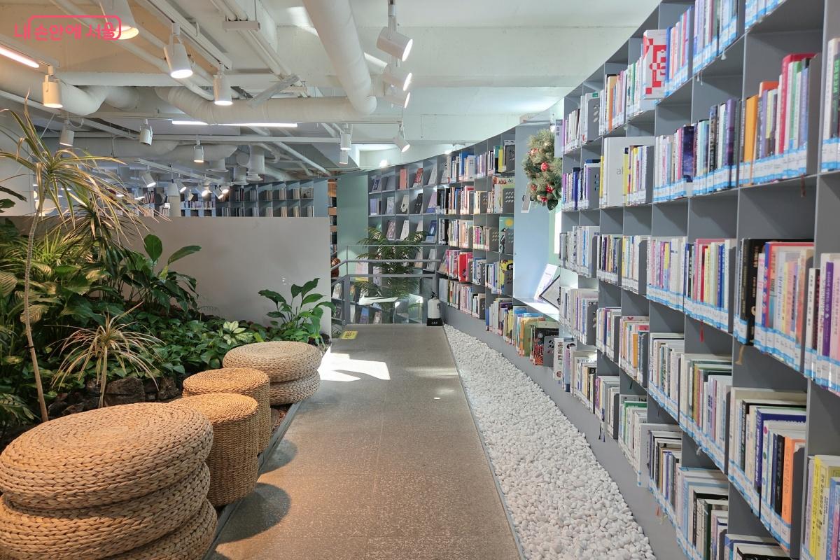 자연친화적인 식물이 가득이었고, 하얀 자갈길과 책으로 둘러싸여 있다. &copy;김미선