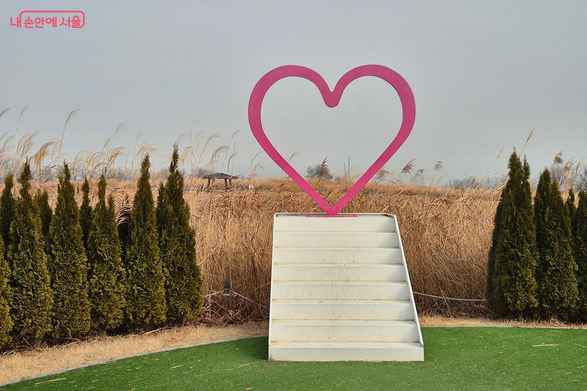 억새 단지 서남측에 자리한 &lsquo;천국의 계단&rsquo; 포토존