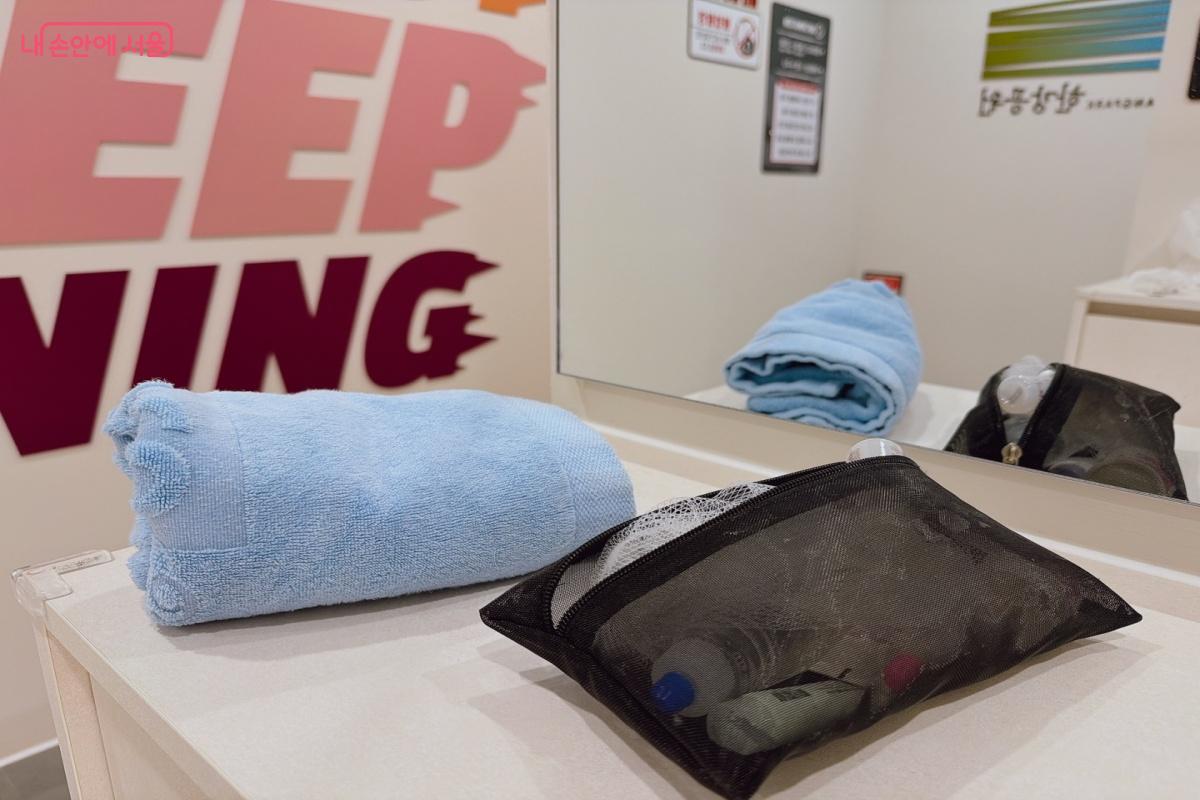 수건, 샴푸 등 세면도구는 개인이 지참해야 한다. ©노윤지