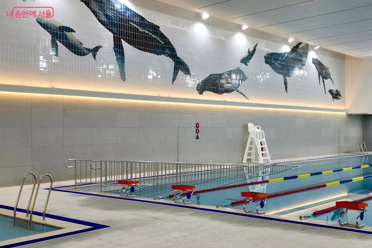 수중휠체어가 들어갈 수 있는 리프트가 설치된 수영장 ©김윤경