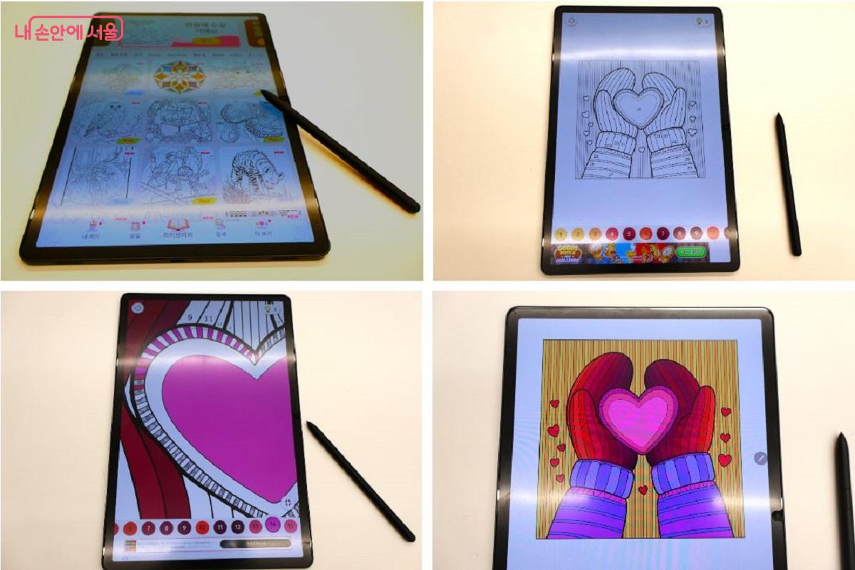 붓과 물감 대신 드로잉 펜을 들고 화면 위 번호를 찾아 색을 채워 넣으면 순식간에 멋진 작품을 완성해냈다. &copy;이봉덕