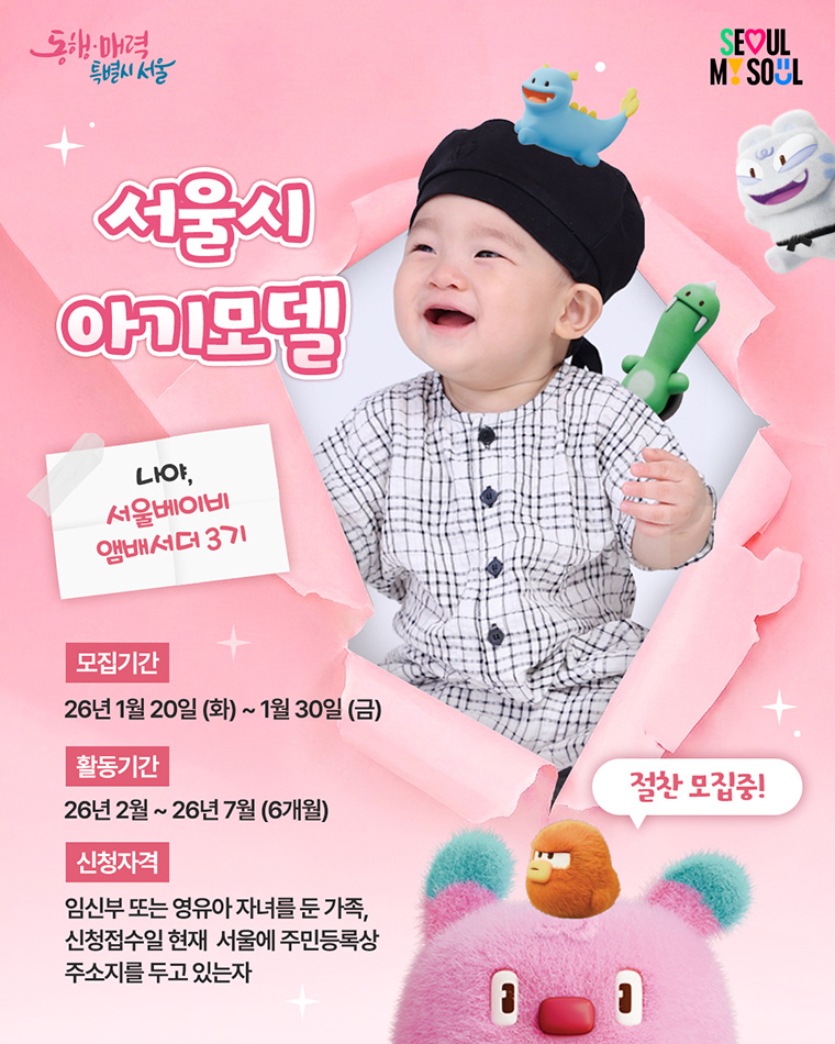 서울시가 오는 2월부터 활동할 &lsquo;서울 베이비앰배서더&rsquo; 3기를 모집한다.
