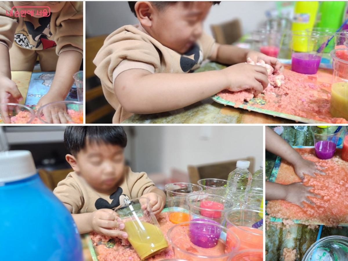 서울100인의 아빠단 활동 시 교육미션 '우리가족은 과학자' 수행 장면 &copy;본인 제공