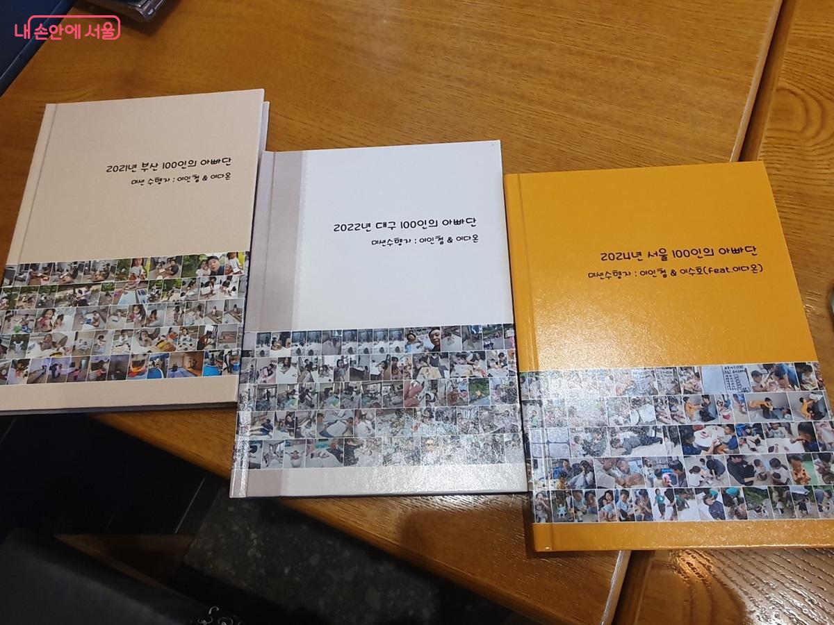 연도별로 100인의 아빠단 활동을 앨범 책자로 만들어 소장 중이다. &copy;엄윤주