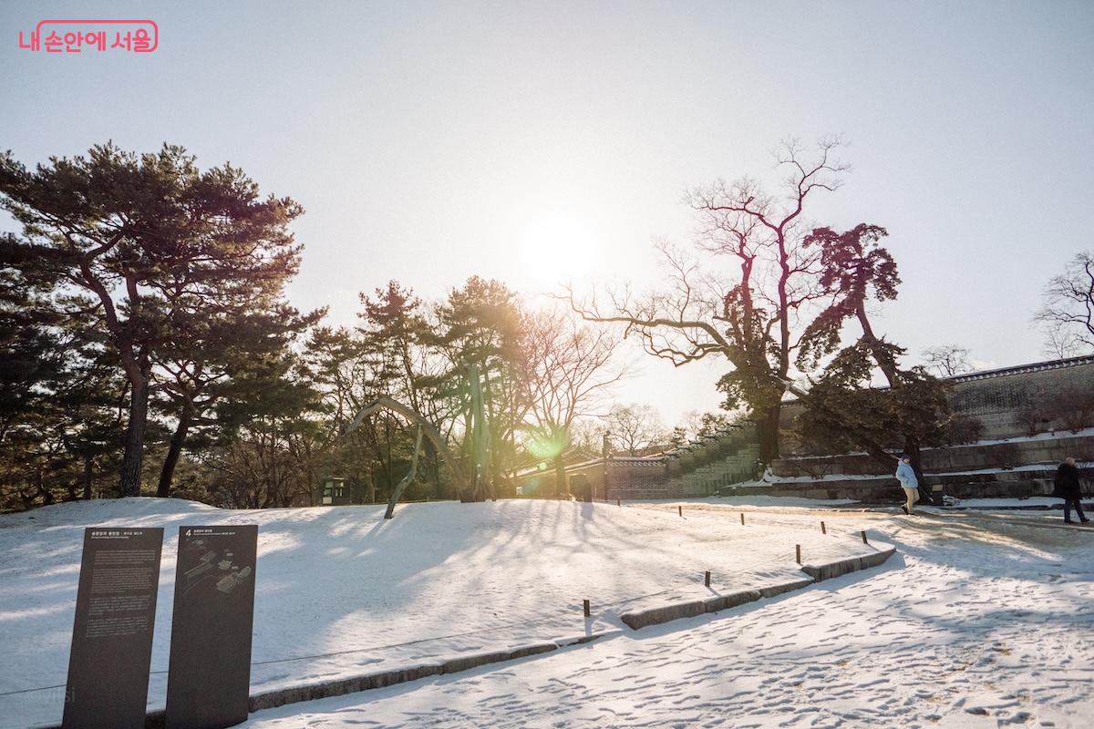 오후 4시, 햇빛 가득 품은 숭문당 주변의 겨울 풍경