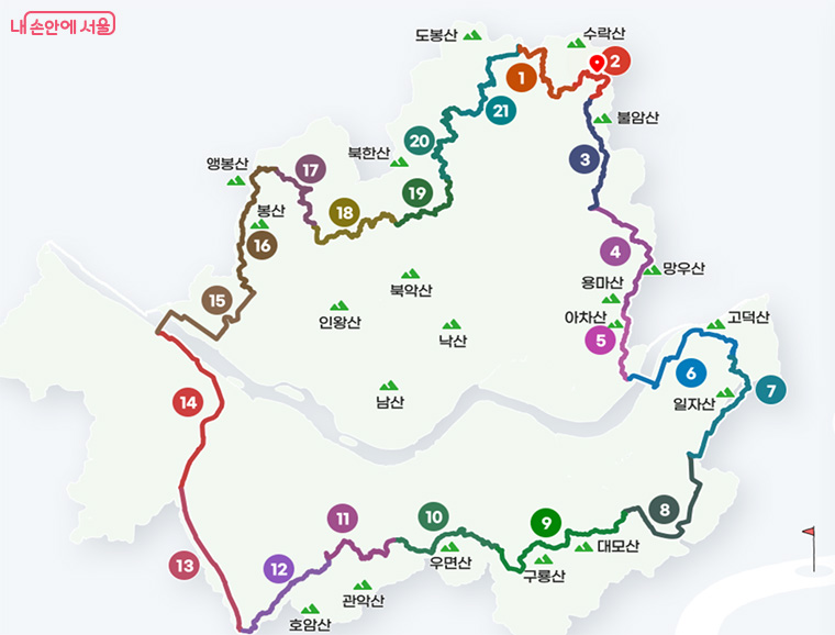 서울둘레길은 21개 코스로 세분화 돼있어 자기 체력에 맞춰 트레킹을 즐길 수 있다. ⓒ서울둘레길 누리집