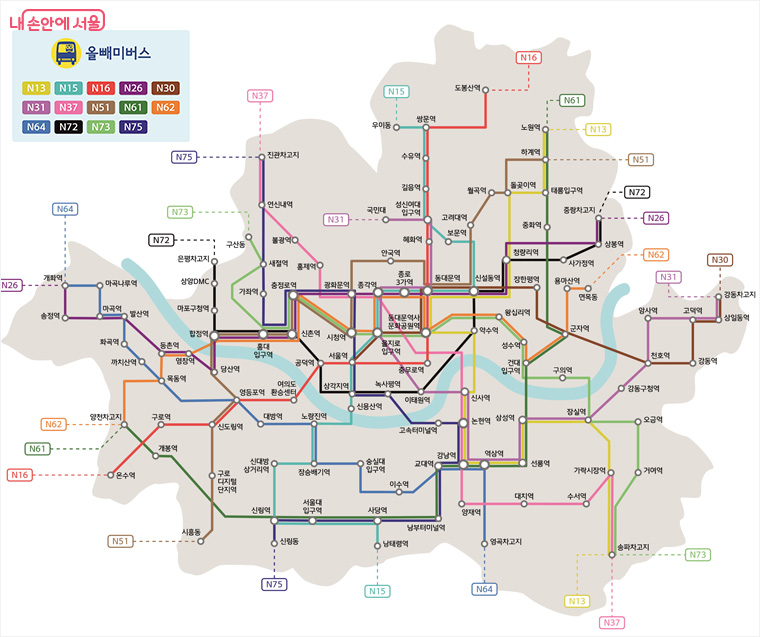 심야버스 노선도
