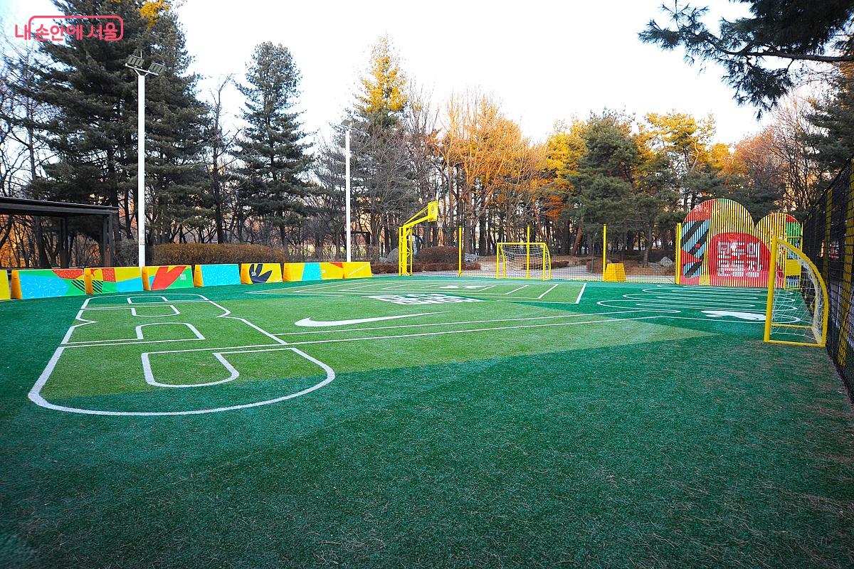 각종 프로그램 운영을 위한 인조 잔디에 그려진 여러 가지 패턴 &copy;조수봉