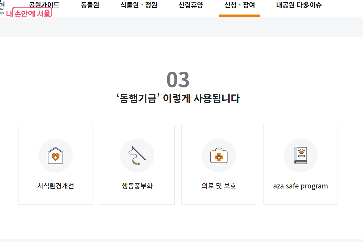 동행기금 사용처 &copy;서울대공원